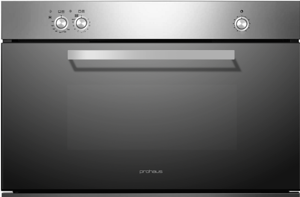 PROHAUS Built in Gas Oven 90cm Stainless Steel
